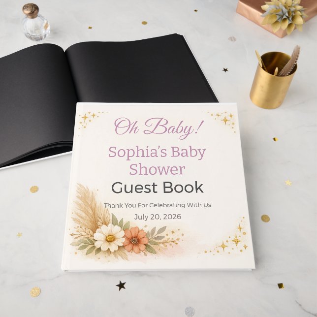 Baby Shower Guest Book | Elegant Keepsake (Front Open)