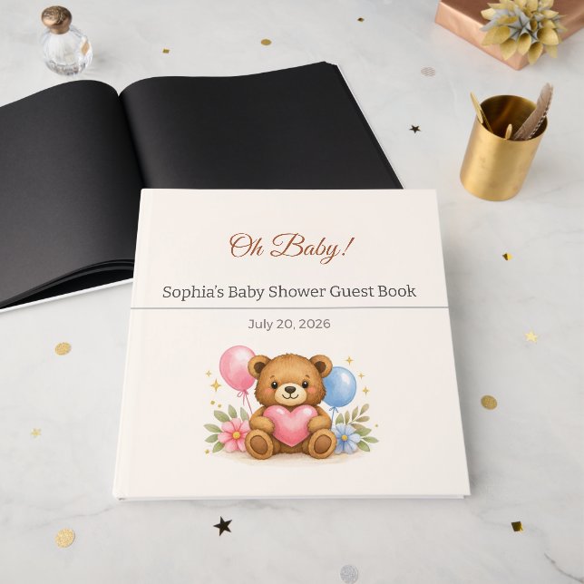 Baby Shower Guest Book | Elegant Keepsake (Front Open)