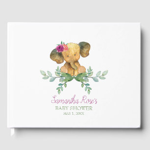 Baby Shower Guest Book, Girl Elephant Book