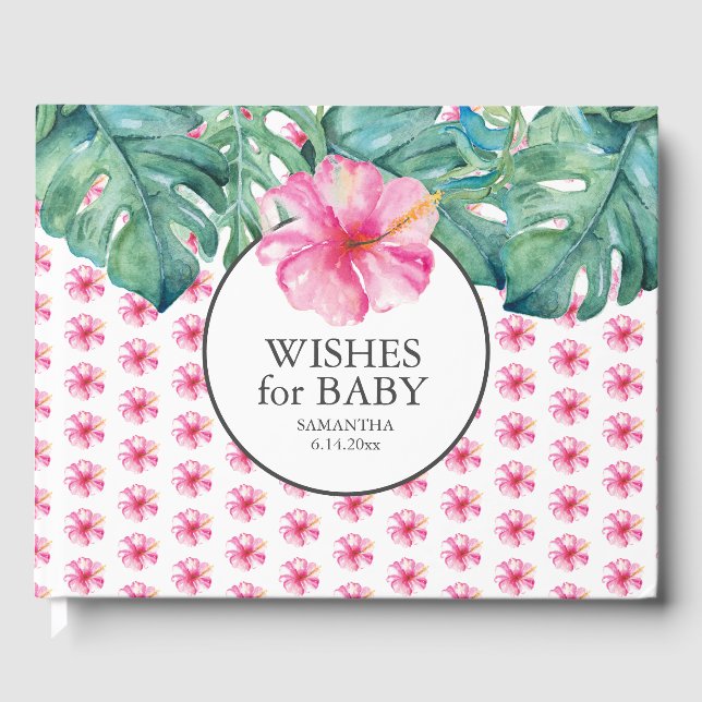 Baby Shower Guest Book Tropical Flowers (Front)