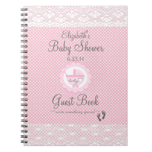 Baby Shower Guest Book With Pink Swiss Dots