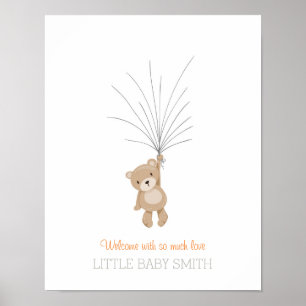 Baby shower guestbook Teddy Bear orange