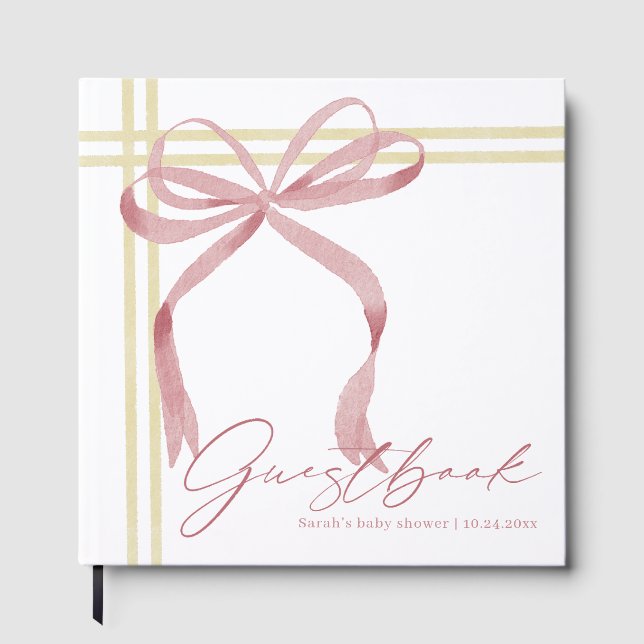 Baby Shower Guestbook with Soft Pink Bow (Front)