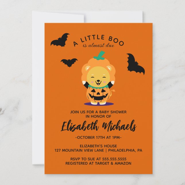 BABY SHOWER | Halloween Cute Lil' Pumpkin Card (Front)