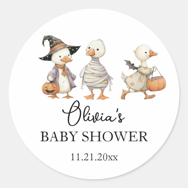 Baby Shower Halloween goose sticker (Front)