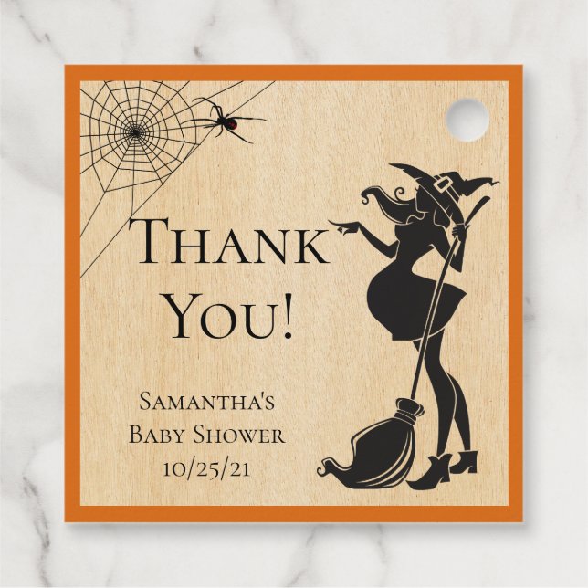 Baby Shower Halloween Witch Favour Tags (Back)