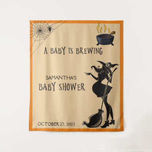 Baby Shower Halloween Witch Photo Backdrop Tapestry