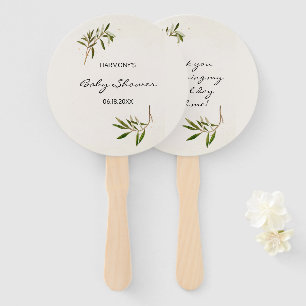 Baby Shower Hand Fans Modern Greenery