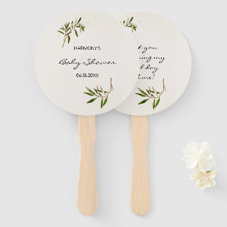 Baby Shower Hand Fans Modern Greenery