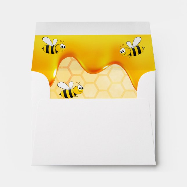 Baby Shower happy bumble bees honey dripping Envelope (Back (Bottom))