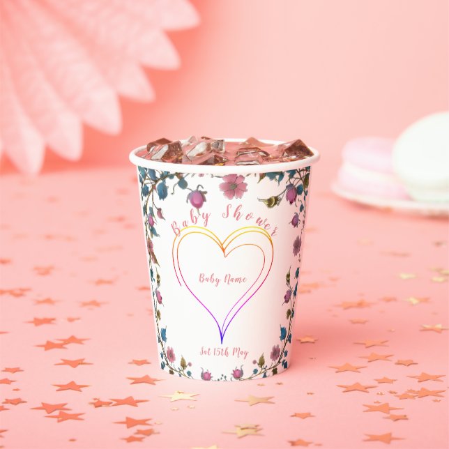 Baby Shower Heart Paper Cups (Insitu)