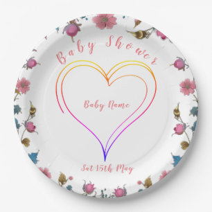 Baby Shower Heart Paper Plate