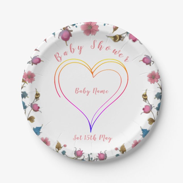 Baby Shower Heart Paper Plate (Front)