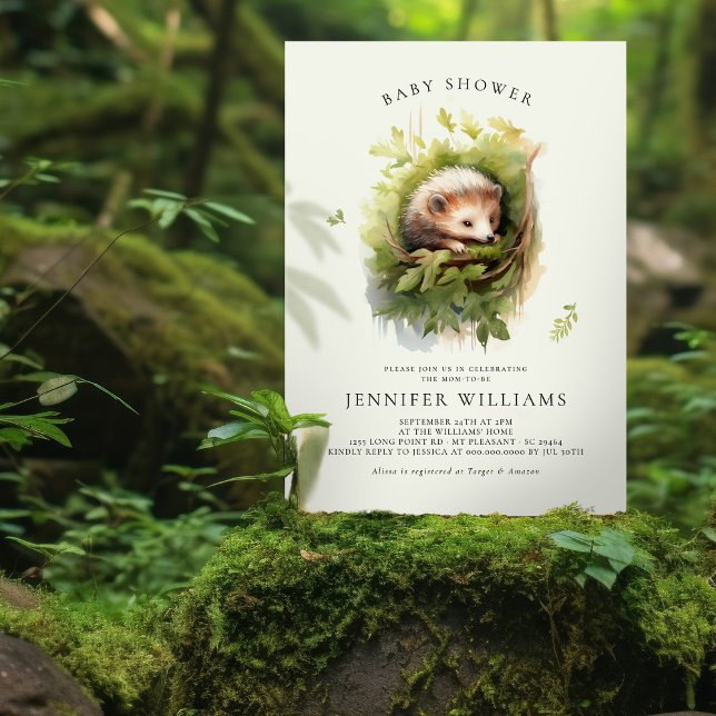 Baby Shower Hedgehog Whimsical Watercolor Invitation (Creator Uploaded)