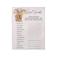 Baby Shower Highland cow Pink Word scramble Game