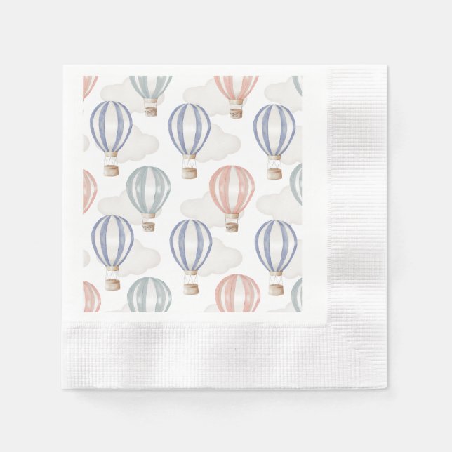 Baby Shower Hot Air Balloons Gender Neutral Napkin (Front)