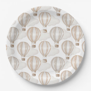 Baby Shower Hot Air Balloons Gender Neutral Paper Plate