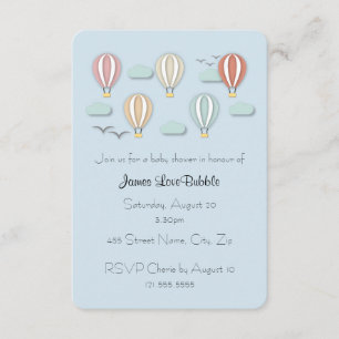 Baby Shower Hot Air Balloons Papercut Style Invitation