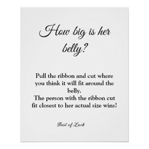 baby shower how big is her belly game sign