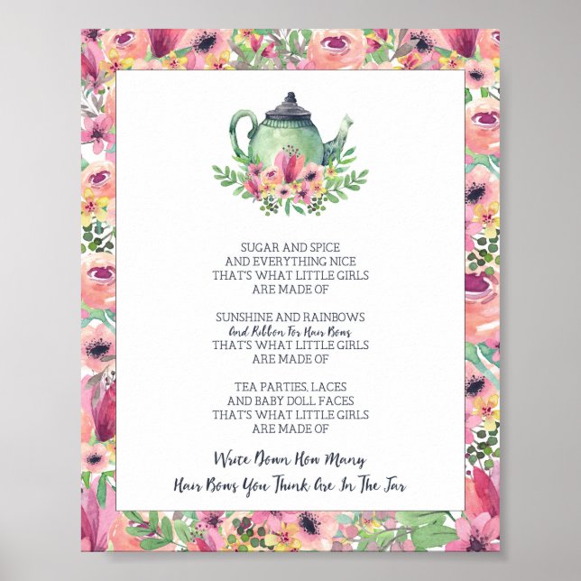 Baby Shower How Many Bows in the Jar Poster (Front)