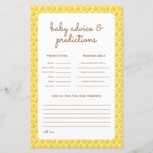 Baby Shower How Will it Bee? Predictions Card