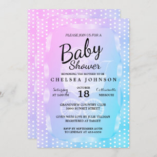 Baby Shower 👶 in a Gradient Pink, Purple and Blue Invitation