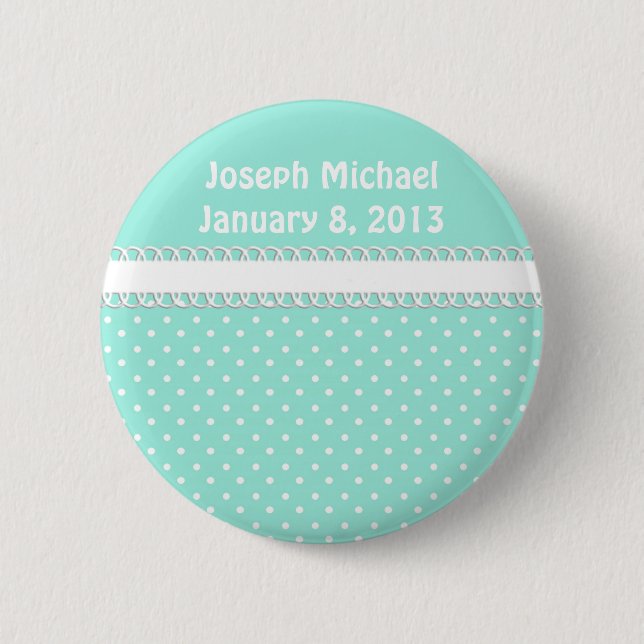 Baby Shower in Teal 6 Cm Round Badge (Front)