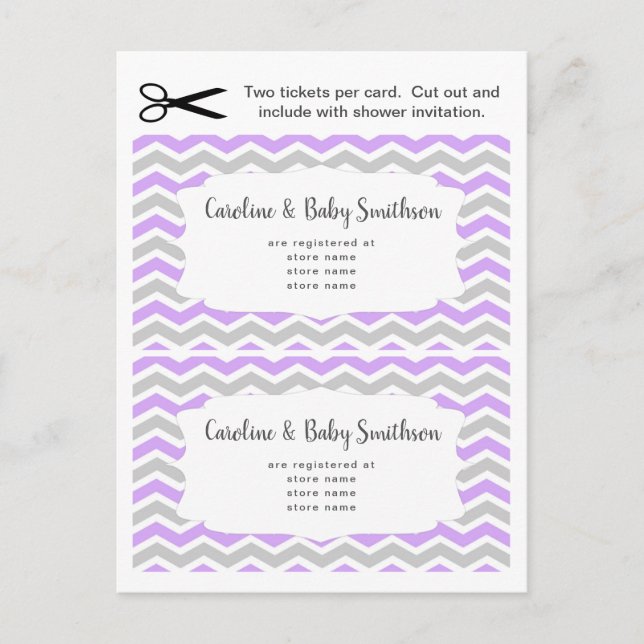 Baby Shower info insert cards, lavender purple Invitation Postcard (Front)