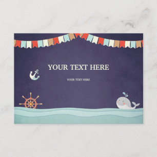 Baby Shower Insert card Ahoy Nautical Ocean Whale