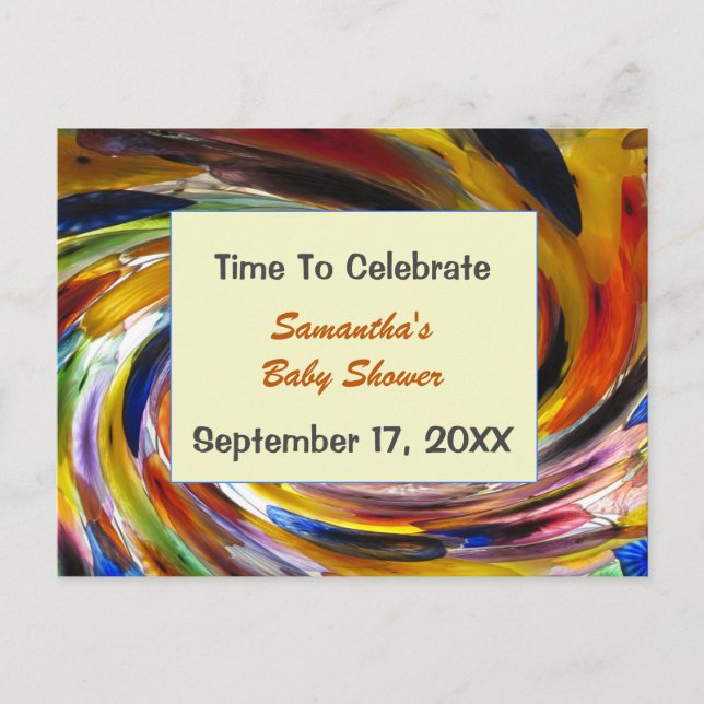Baby Shower Invitaiton Gender Neutral Colourful Postcard (Front)