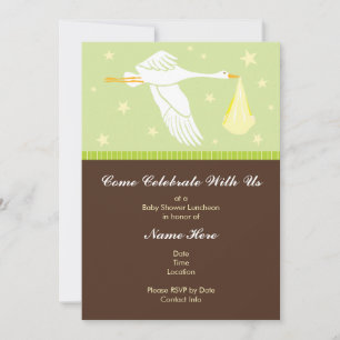 Baby Shower Invitation 5x7 - Green and Brown