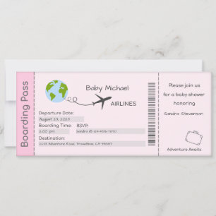 Baby Shower Invitation, Adventure Awaits, Travel Invitation