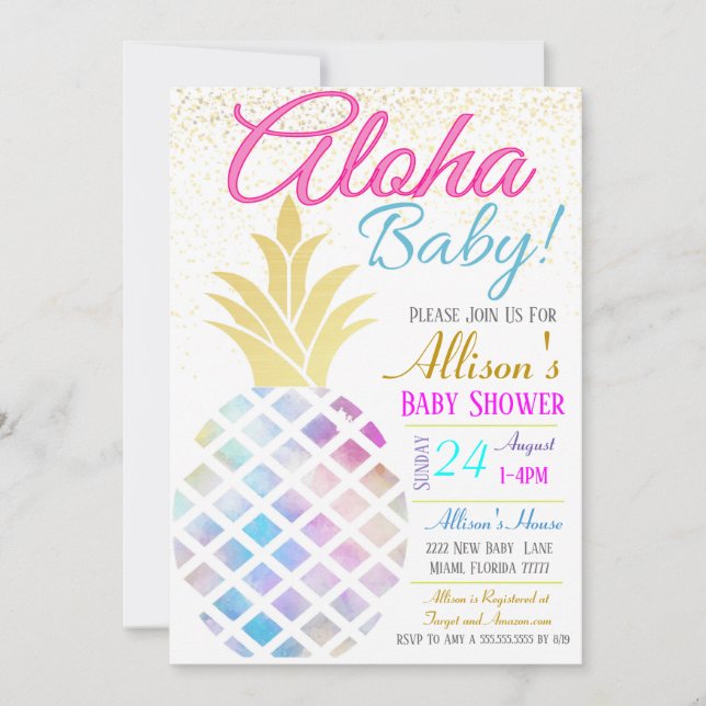 Baby Shower Invitation, Aloha Baby Invitation (Front)
