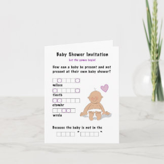 baby shower invitation and word jumble game
