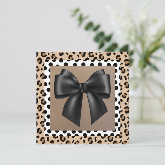 Baby Shower Invitation- Animal Print- Bow Invitation (Standing Front)