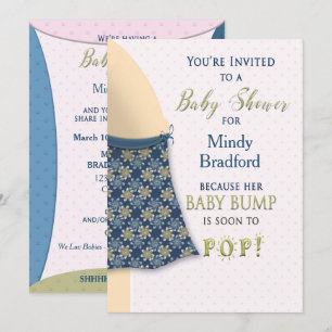 BABY SHOWER INVITATION - BABY BUMP - FUN-HUMOR