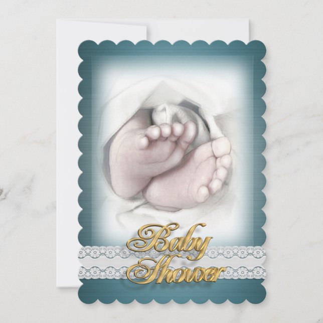 Baby Shower invitation baby feet sketch (Front)