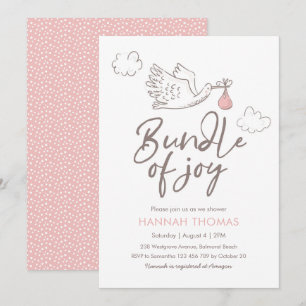 Baby Shower Invitation   Baby Girl Stork