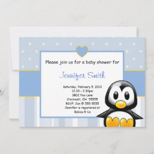 Baby Shower Invitation - Baby Penquin Heart