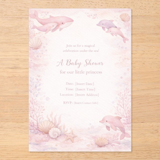 baby shower invitation baby shower girl pink baby  (Front)