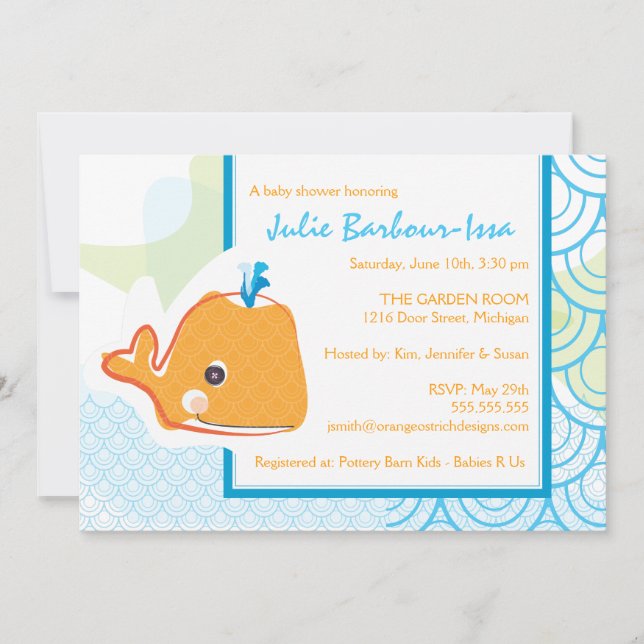 Baby Shower Invitation - Baby Whale (Front)