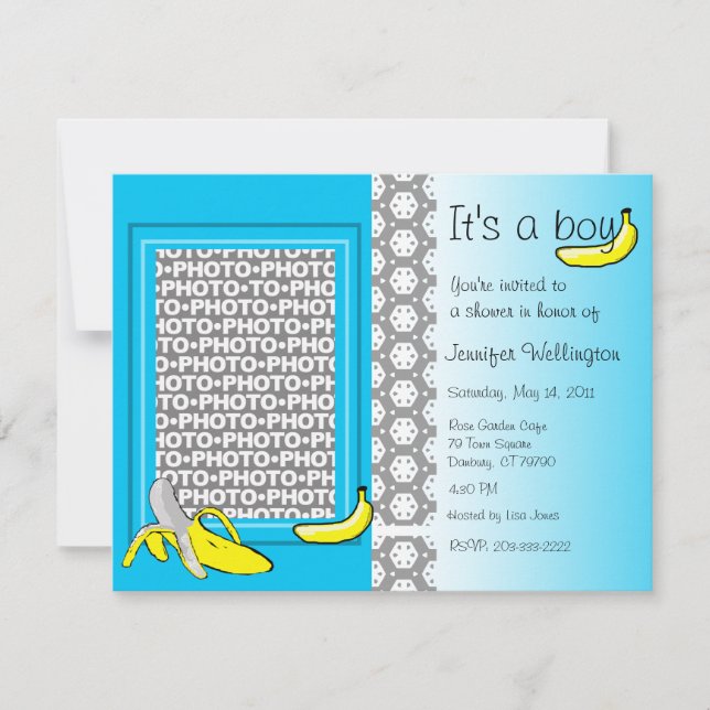 Baby Shower Invitation Banana Boy Add Photo (Front)