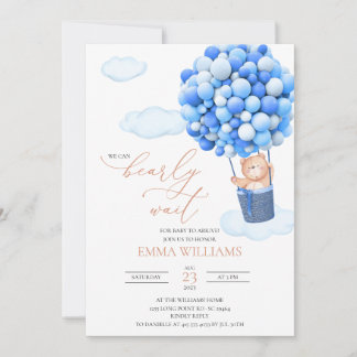 Baby Shower Invitation Bear We can Bearly Wait! 