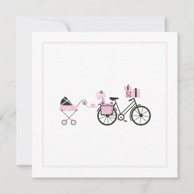 Baby Shower Invitation - Bicycle and Baby Carriage (Front)
