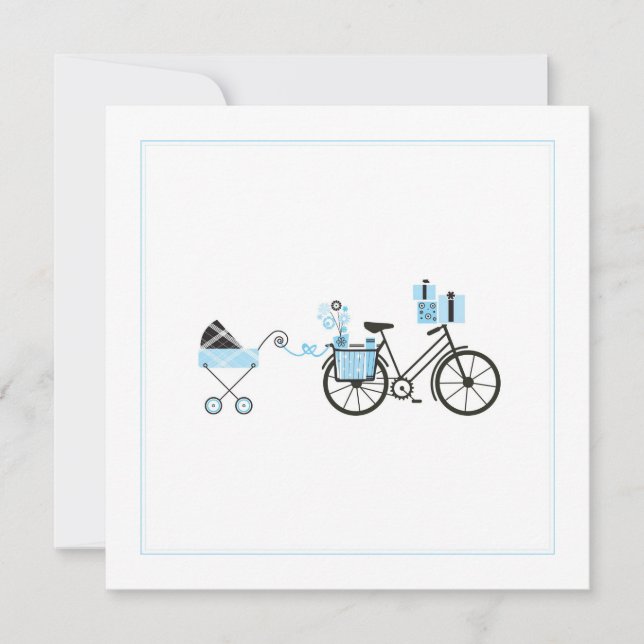 Baby Shower Invitation - Bicycle and Baby Carriage (Front)