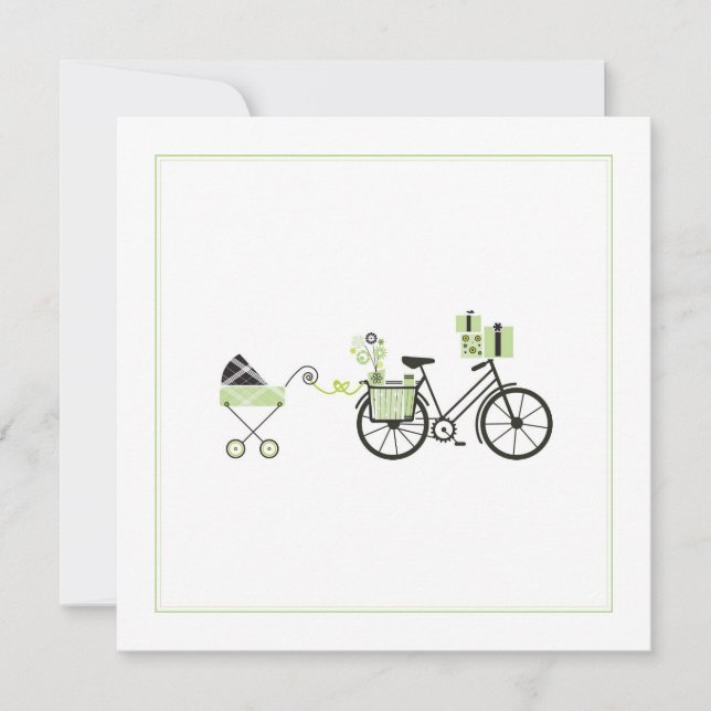 Baby Shower Invitation - Bicycle and Baby Carriage (Front)