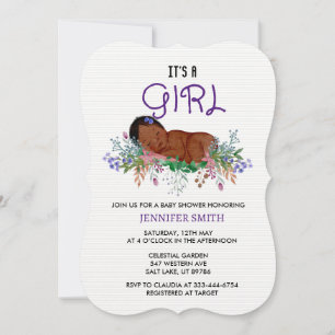Baby Shower Invitation Birth Flower July Larkspur