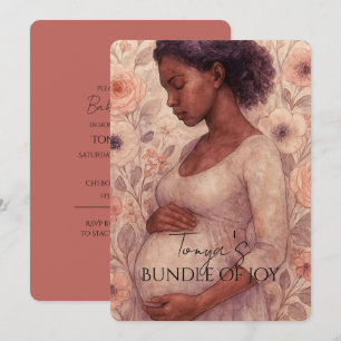 Baby Shower Invitation, Black Pregnant Woman Invitation