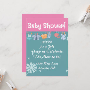 Baby Shower Invitation Blue and Pink