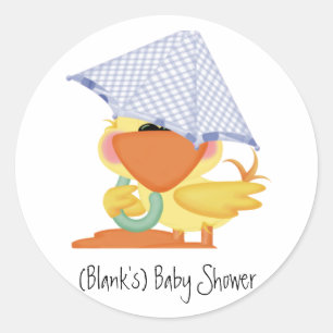 Baby Shower Invitation-Blue Duck/Quackup Classic Round Sticker